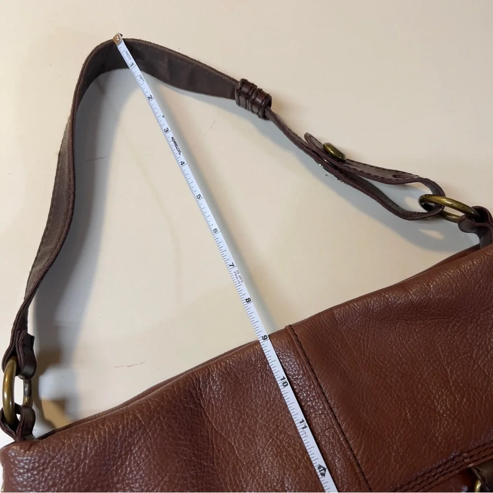 Lucky Brand Cinnamon Brown Leather Convertible ABBEY ROAD Fold Over shoulder Bag
